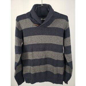 Method Rugby Stripe Vintage Sweater Size L Shawl Collar Wood Toggle Decor Accent